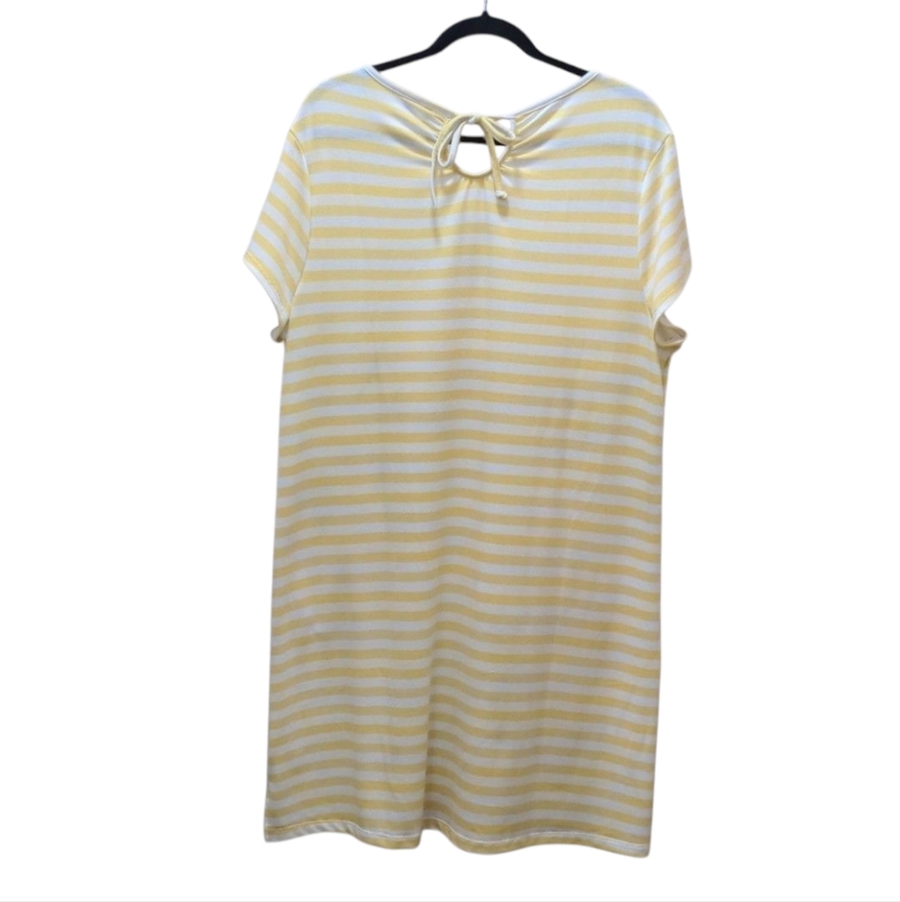 Live Well Lifestyle Yellow and White Short Sleeve Striped Dress Size XL - Picture 3 of 10